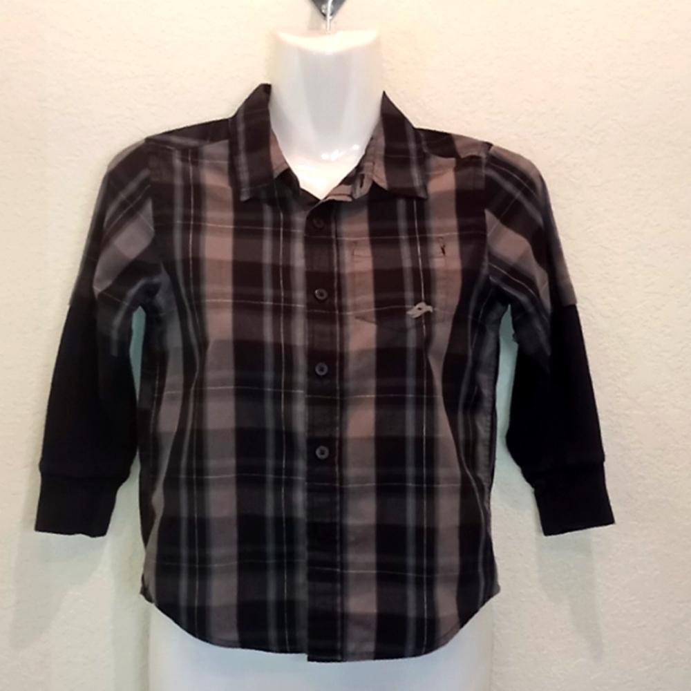 Tony Hawk Plaid Button Down Shirt with Thermal Sleeves -5/6